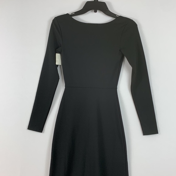 Leith NWT Nordstroms Long Sleeve Black Jersey Knit Dress Soaring slit - Picture 7 of 7